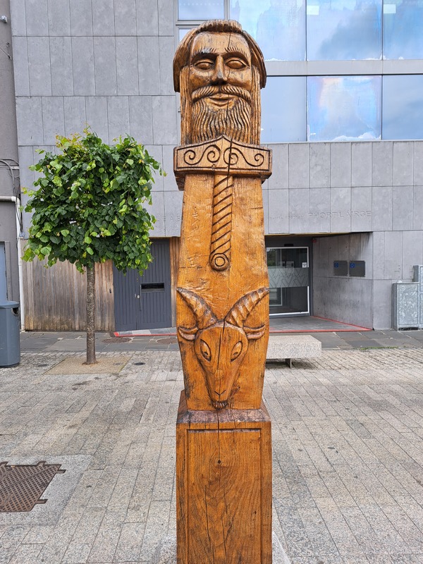 Wooden carving of Norse god Thor in Waterford