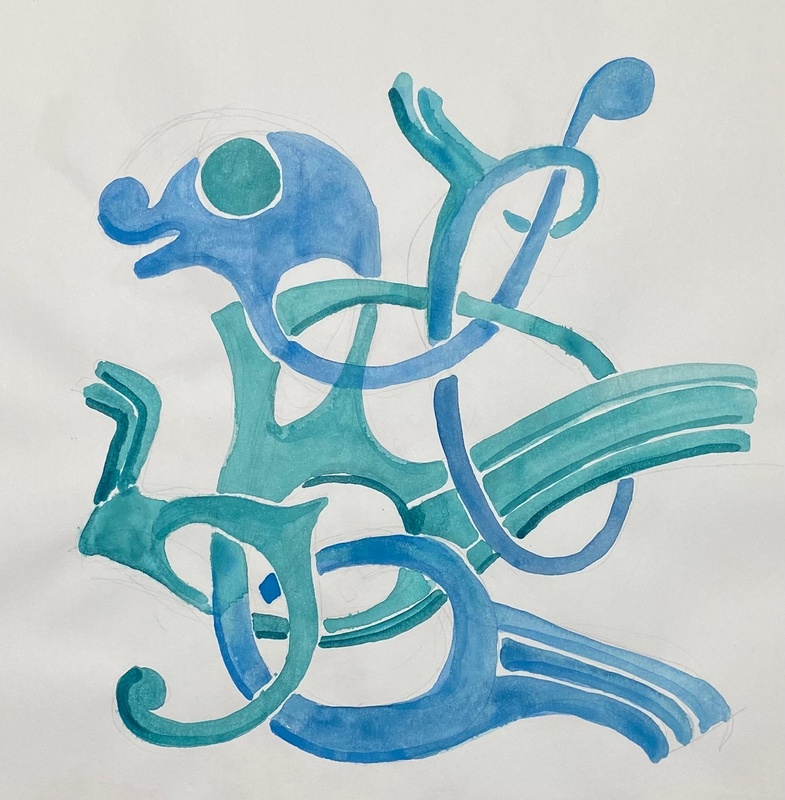 Artwork inspired by The Broa/Oseberg Style (c. AD 780-850)