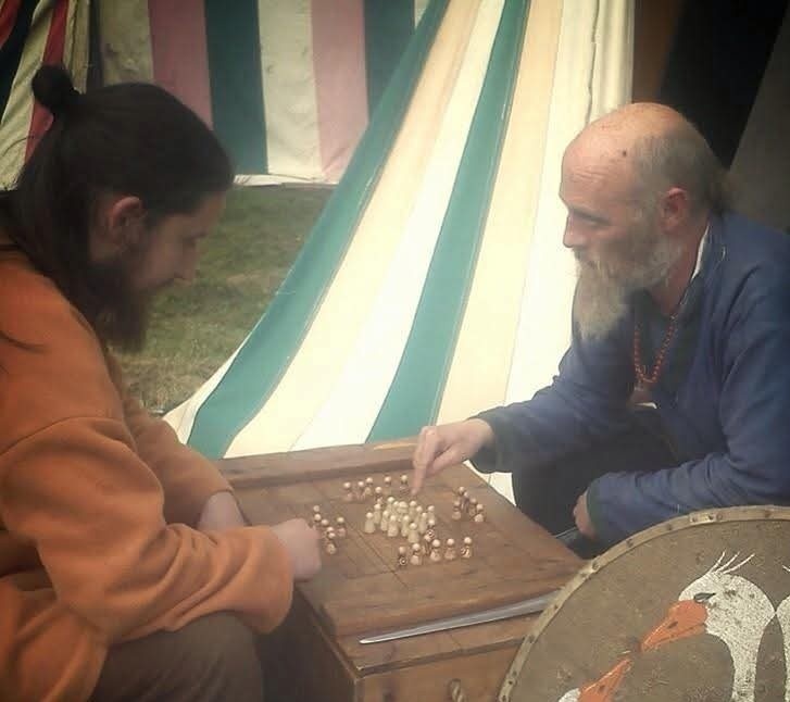 Viking reenactors playing hnefatafl