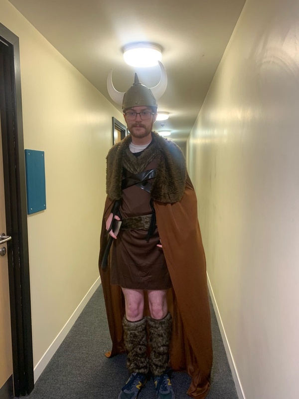 Individual in Viking costume