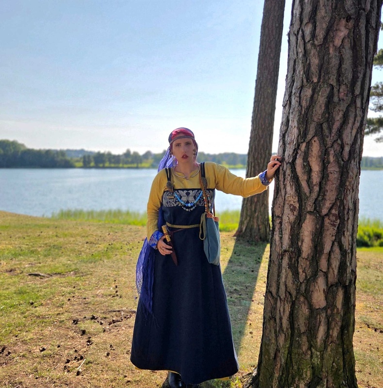 Re-enactor dressed in Viking Age clothing