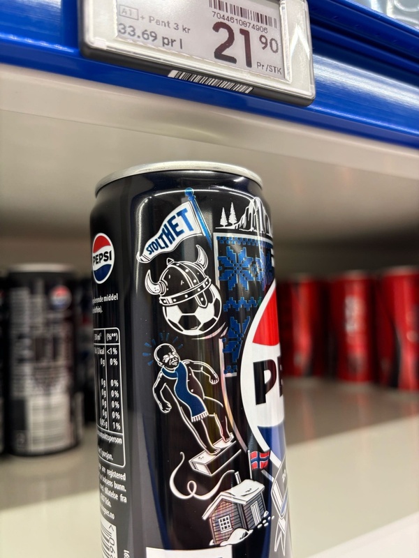 Viking helmet on can of Pepsi