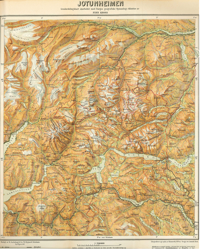 Map of Jotunheimen National Park (Norway)