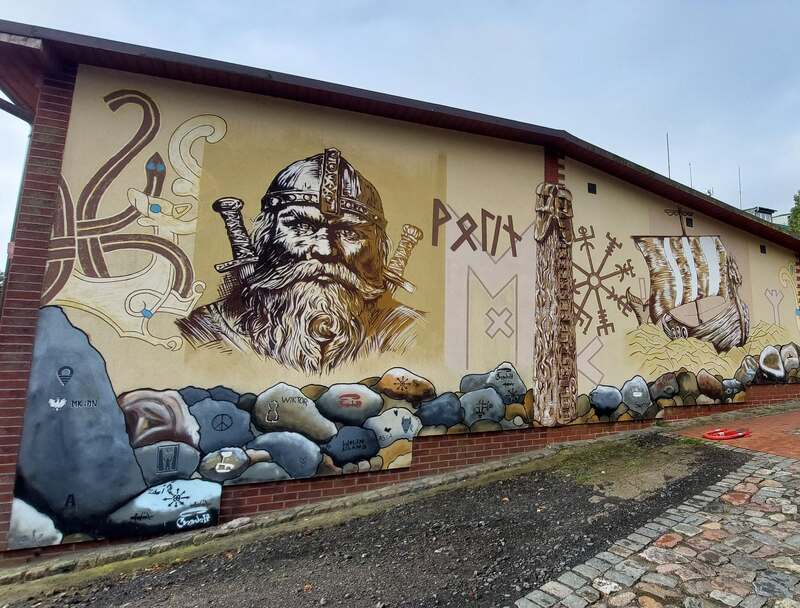 Viking mural in Wolin (Poland)
