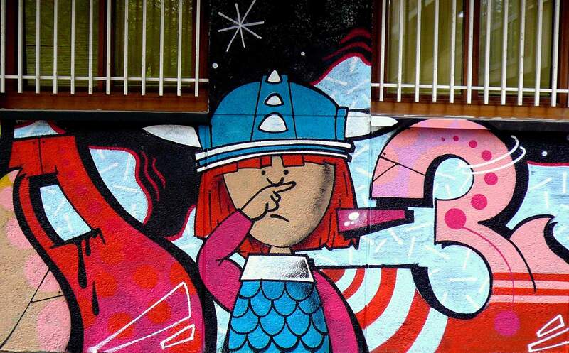 Graffiti of 'Vicky the Viking' (Vitoria, Spain)