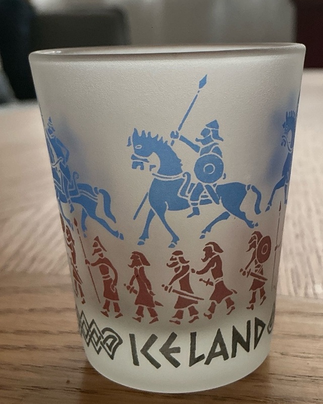 Iceland- shot glass with Viking inspired print