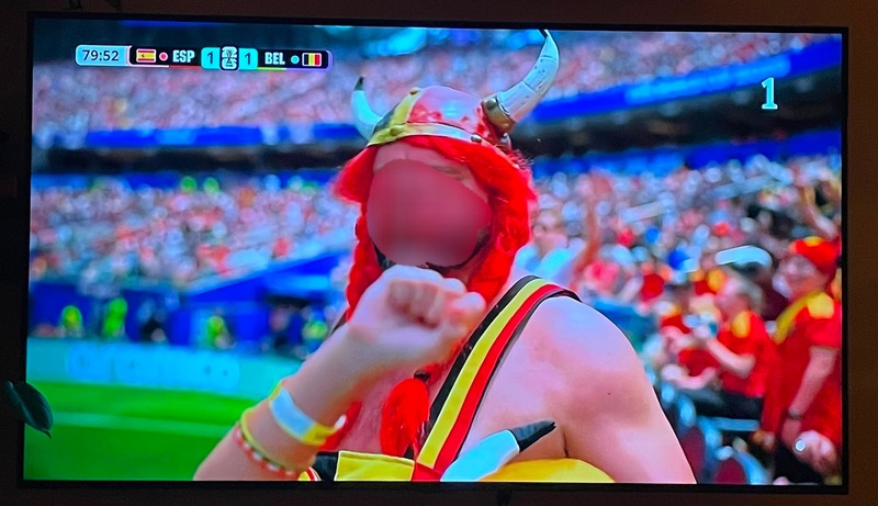 Football fan with horned helmet