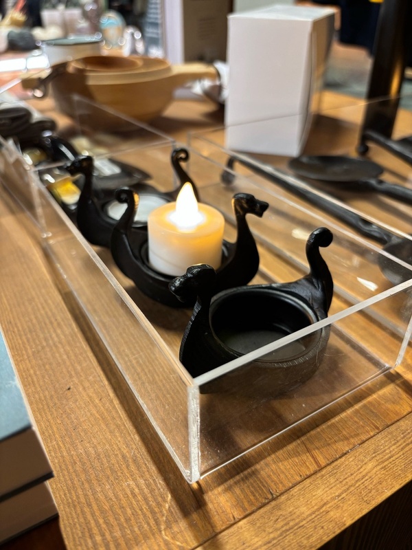Iron ship tealight holder, photographed in Oslo