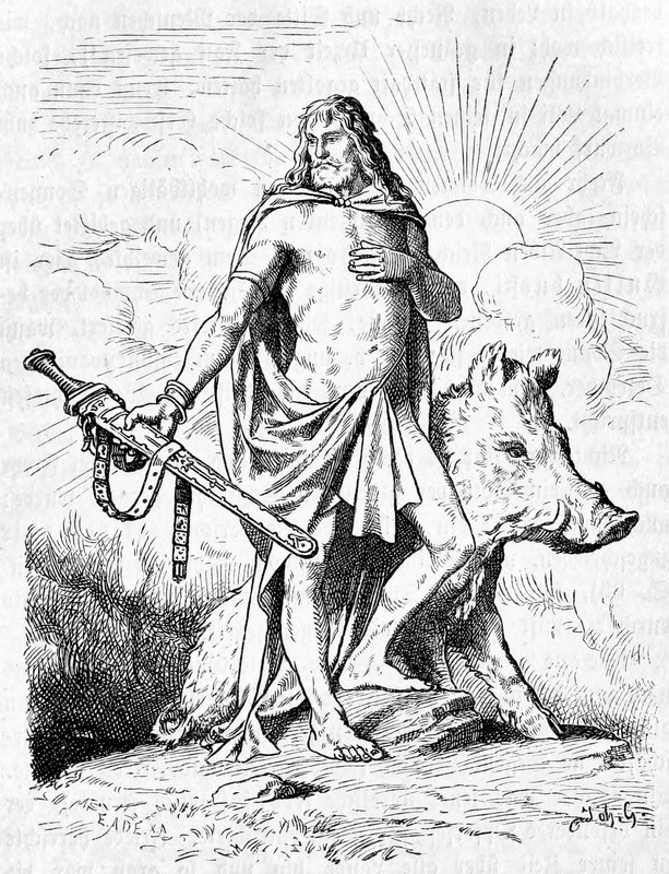 'Freyr with his hog Gullinbursti' (J. Gehrts)
