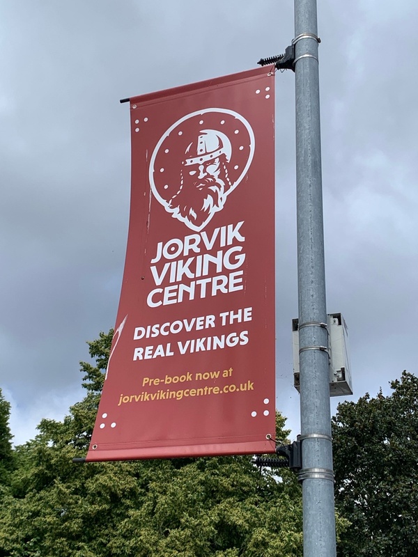Banner advertising Jorvik Viking Centre, York (England)