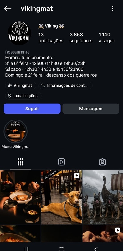 Screenshot of the instagram account Vikingmat