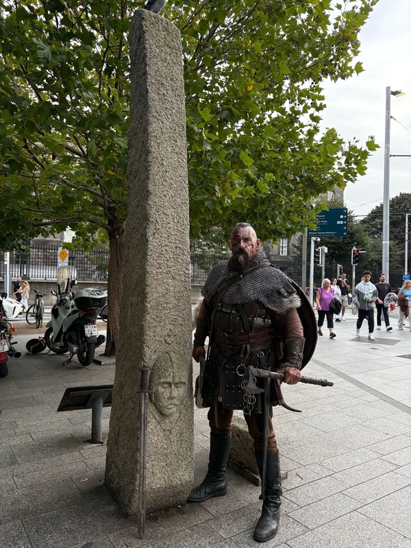 The Long Stone replica and the Dubh Linn Viking