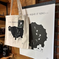 Volva (sic) reader of runes print and bag souvenirs (Oslo)