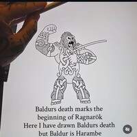 Screenshot of Balðr / Harambe design offered by tattoo artist Sigurboði Grétarson (Reykjavík)