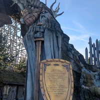 Statue at entrance to Wodan wooden rollercoaster at Europa-Park