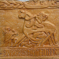 Modern carving of Odin riding Sleipnir