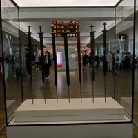 Sword sculpture at an airport