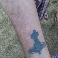 Tattoo of a Thor's hammer