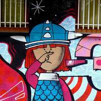 Photograph of graffiti of 'Vicky the Viking' (Vitoria, Spain)