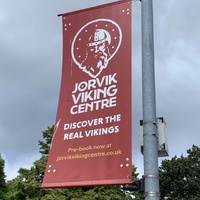 Banner advertising Jorvik Viking Centre, York (England)