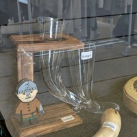 Replicated Viking-style drinking horns made of glass and of animal horn