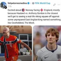 Screenshot of Social Media post on the Norway-England match