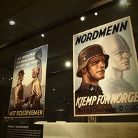 Norwegian World War 2 Nazi propaganda poster "JA VI ELSKER FRIHET / MINUS FEM"