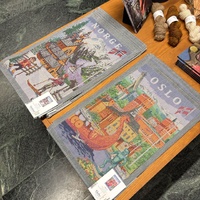 Tea-towels featuring Viking ship and stave church (Oslo)