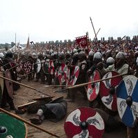 Reenactment battle at the Slavic and Viking Festiwal in Wolin
