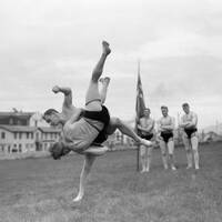 Historical photo of Menntaskolinn glima team