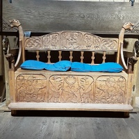 Bench with Norse motifs