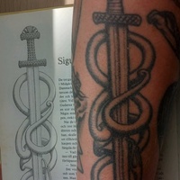 Tattoo based on illustration in the book "Gods & Heroes from Viking mythology"